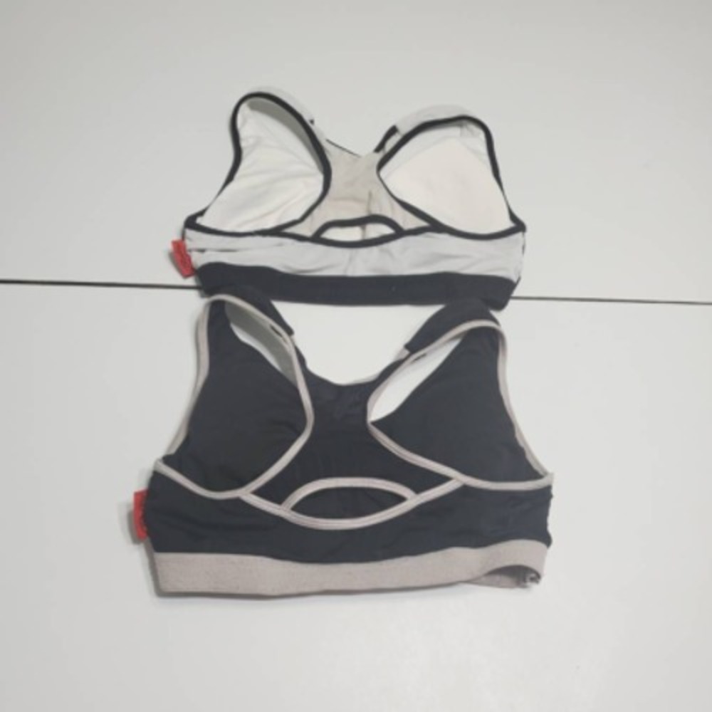 Bally Womens Lot Of 2 Sports Bra Black Color Block Racerback Cut Out Mesh 34B